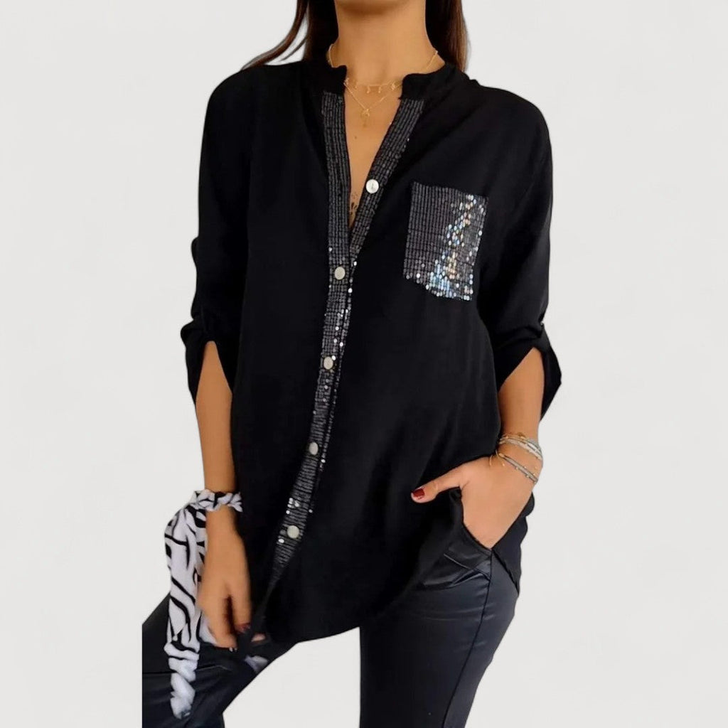 RENNA – BLUSA CON DETALLES DE LENTEJUELAS