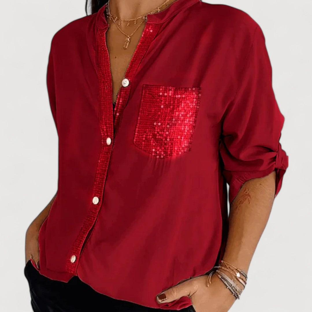 RENNA – BLUSA CON DETALLES DE LENTEJUELAS