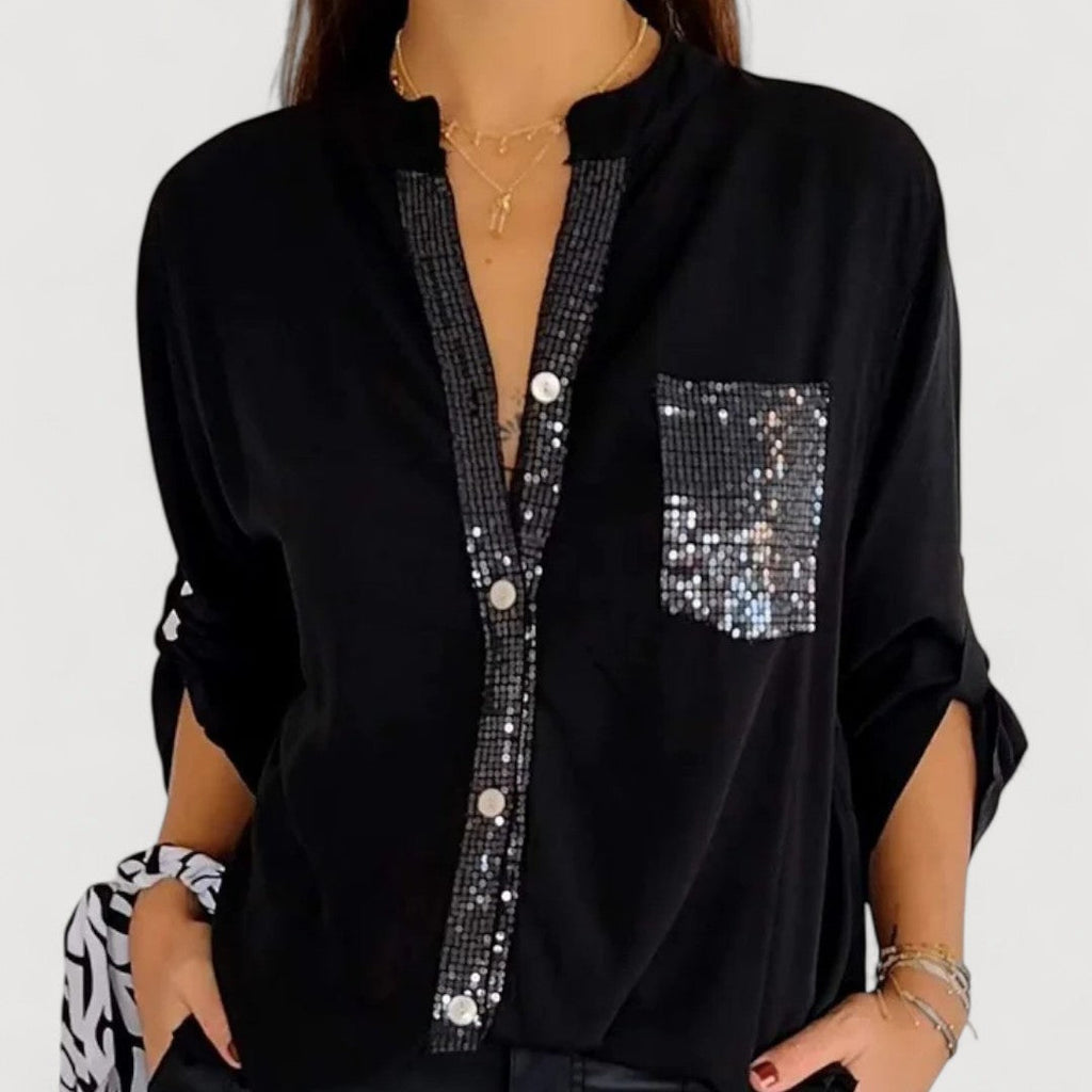 RENNA – BLUSA CON DETALLES DE LENTEJUELAS