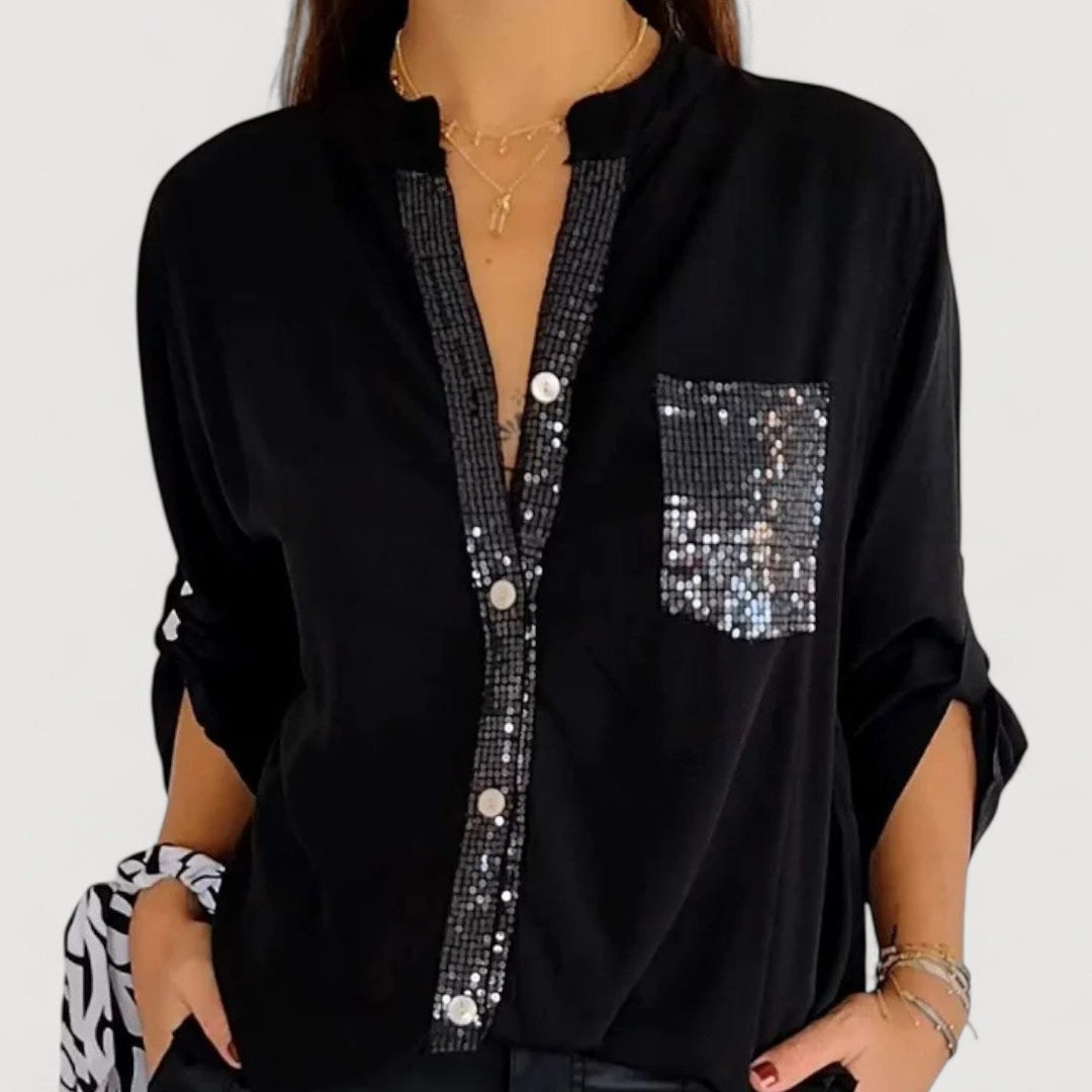 RENNA – BLUSA CON DETALLES DE LENTEJUELAS