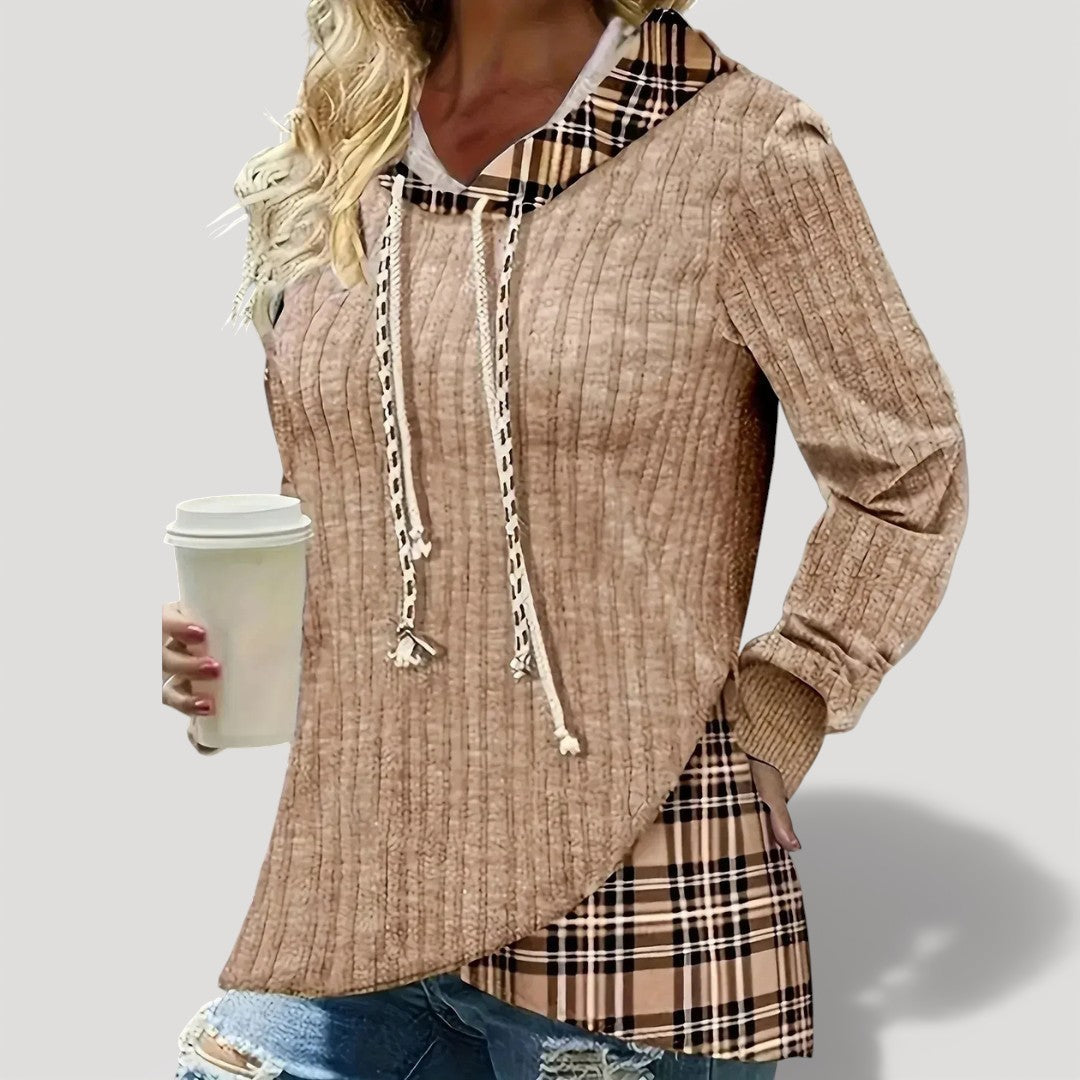 ELODIE – SUDADERA CON CAPUCHA DE CUADROS RELAJADA