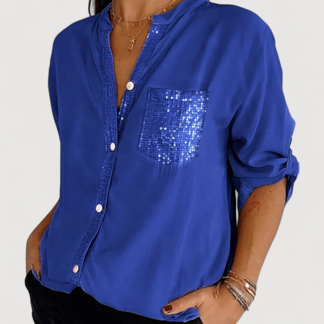 RENNA – BLUSA CON DETALLES DE LENTEJUELAS