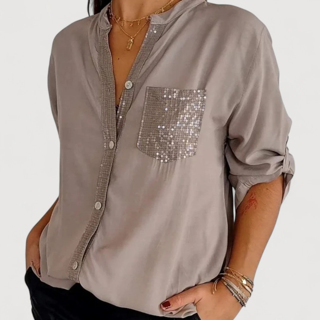 RENNA – BLUSA CON DETALLES DE LENTEJUELAS