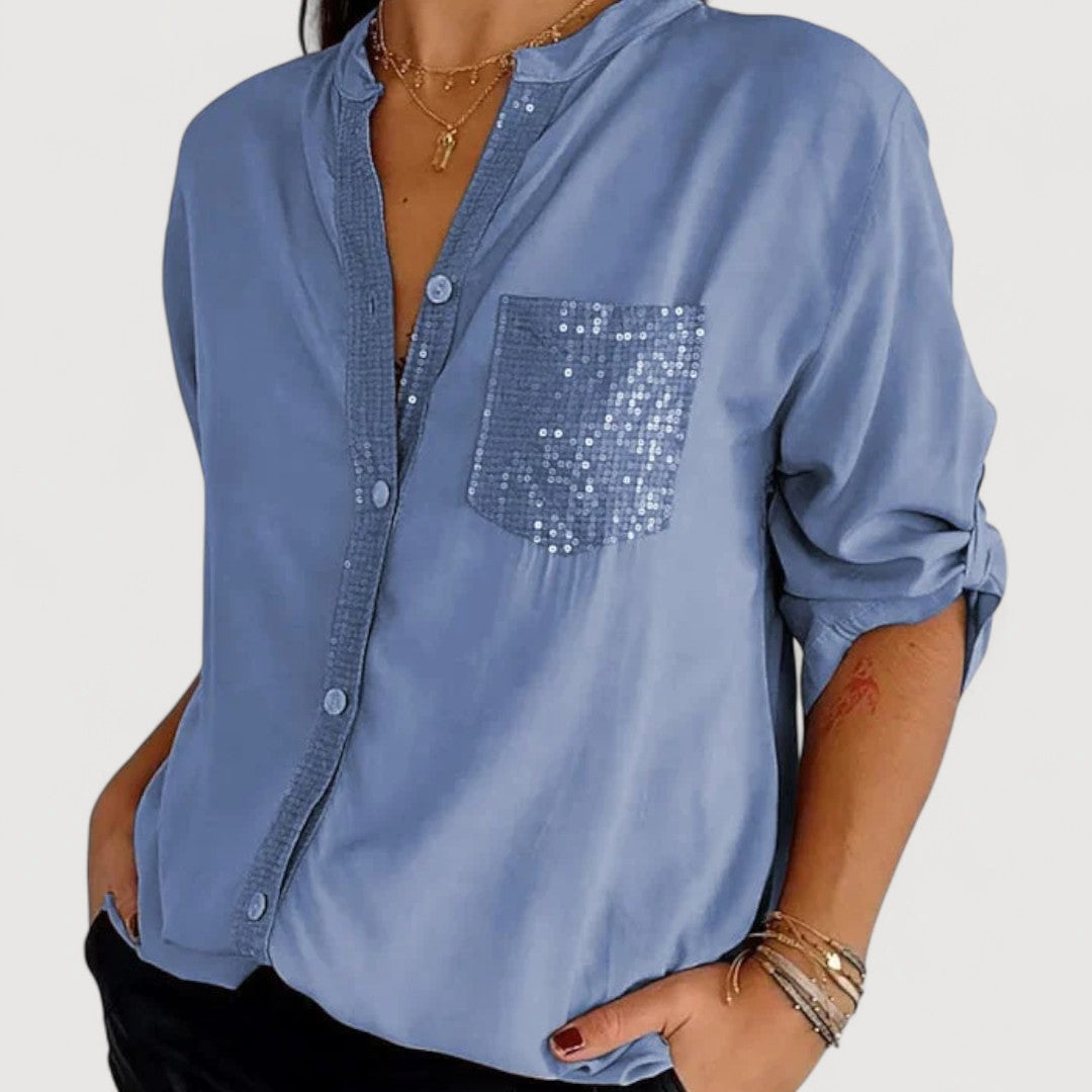 RENNA – BLUSA CON DETALLES DE LENTEJUELAS