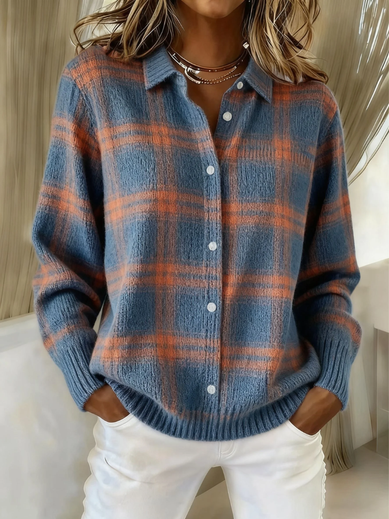 Mira™ – Blusa con Capucha Suave y Patrón de Cuadros