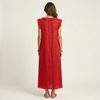 Anita | Vestido largo con cuello en V y volantes